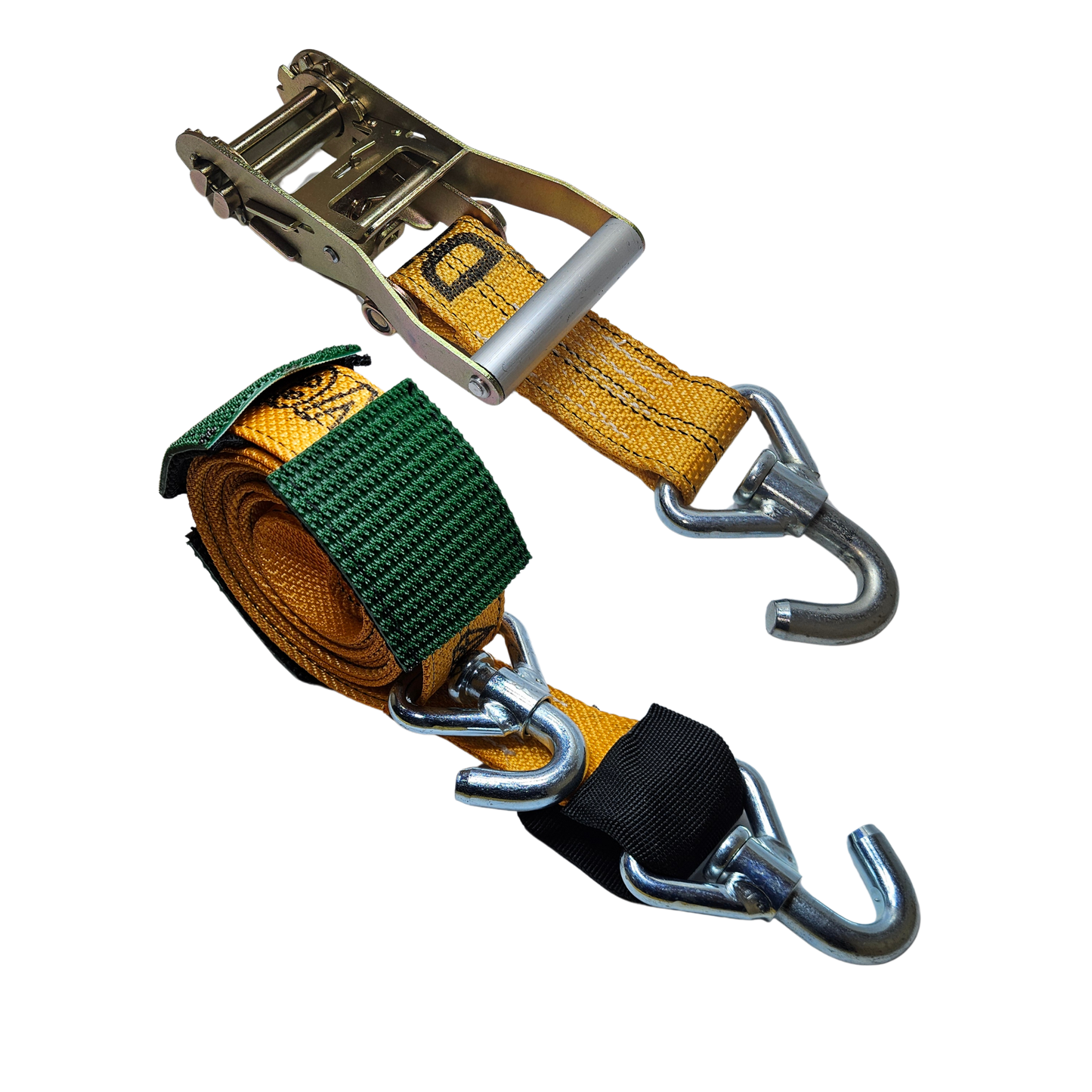 Ratchet Wheel Strap 12ft - Low Pro Hook HD Diamond Weave 3,333lbs WLL