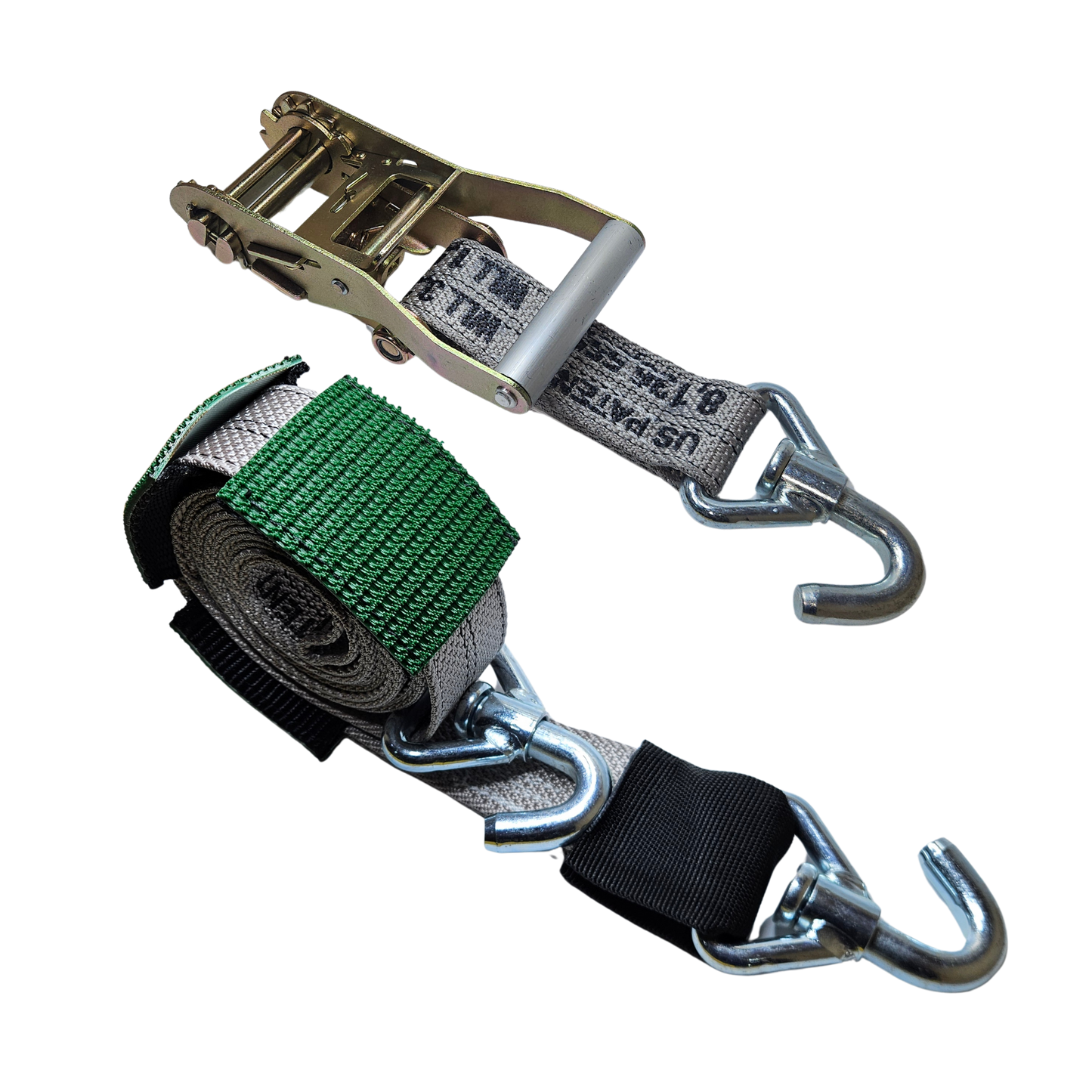 Ratchet Wheel Strap 12ft - Low Pro Hook HD Diamond Weave 3,333lbs WLL