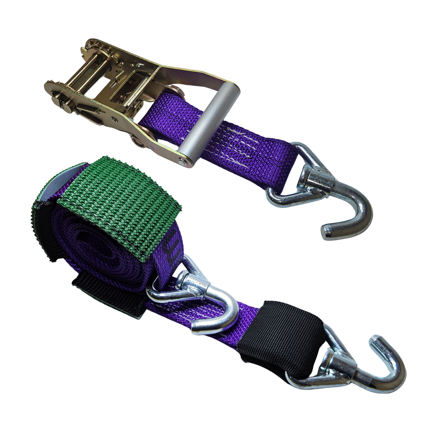 Ratchet Wheel Strap 12ft - Low Pro Hook HD Diamond Weave 3,333lbs WLL