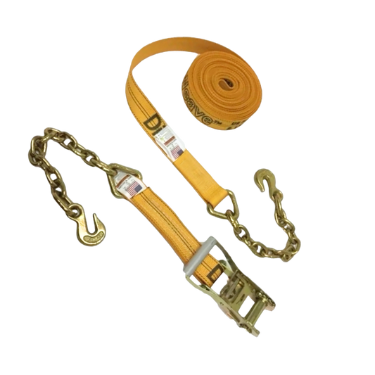 Ratchet Strap with Grab Hook Chain Ends - Diamond Weave