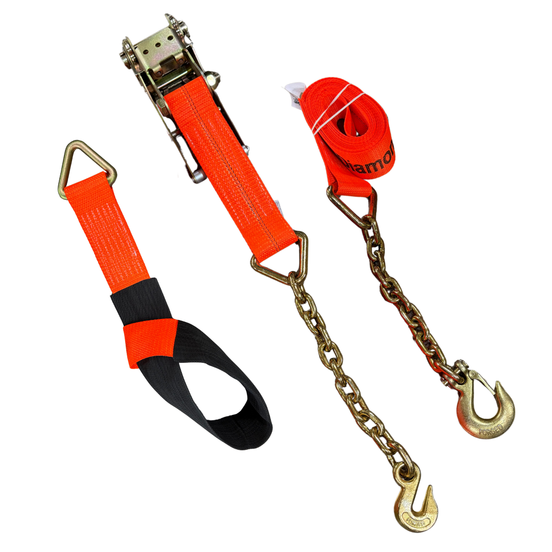 Diamond Weave Heavy Kit - 3"X14' with 12" Chain Tails, Clevis Grab & Slip - 36'' Lasso