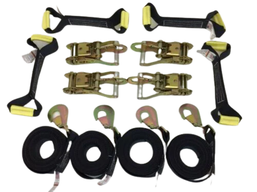 Diamond Weave - 8 Point 14' Strap Kit - Rollback/Flatbed Tie Downs with Twisted Snap Hook