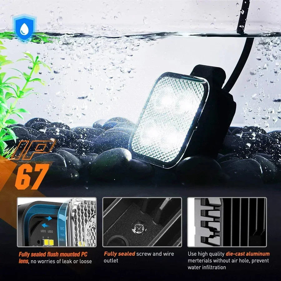 Nilight 3inch Square 12W Work Light (2pcs)