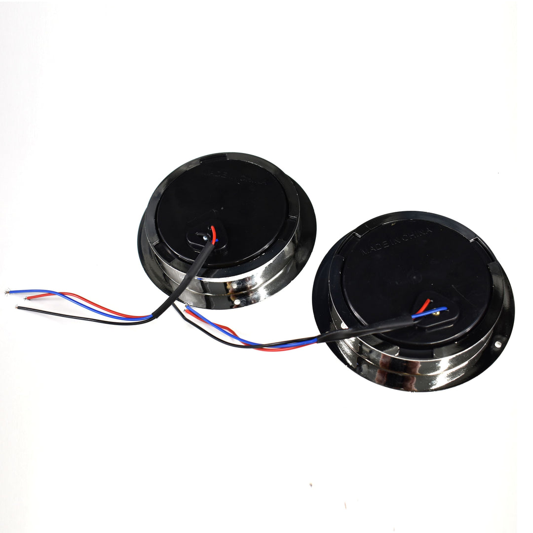UBL 4 inch Round Trailer Lights w/ Chrome Flange (Pair)