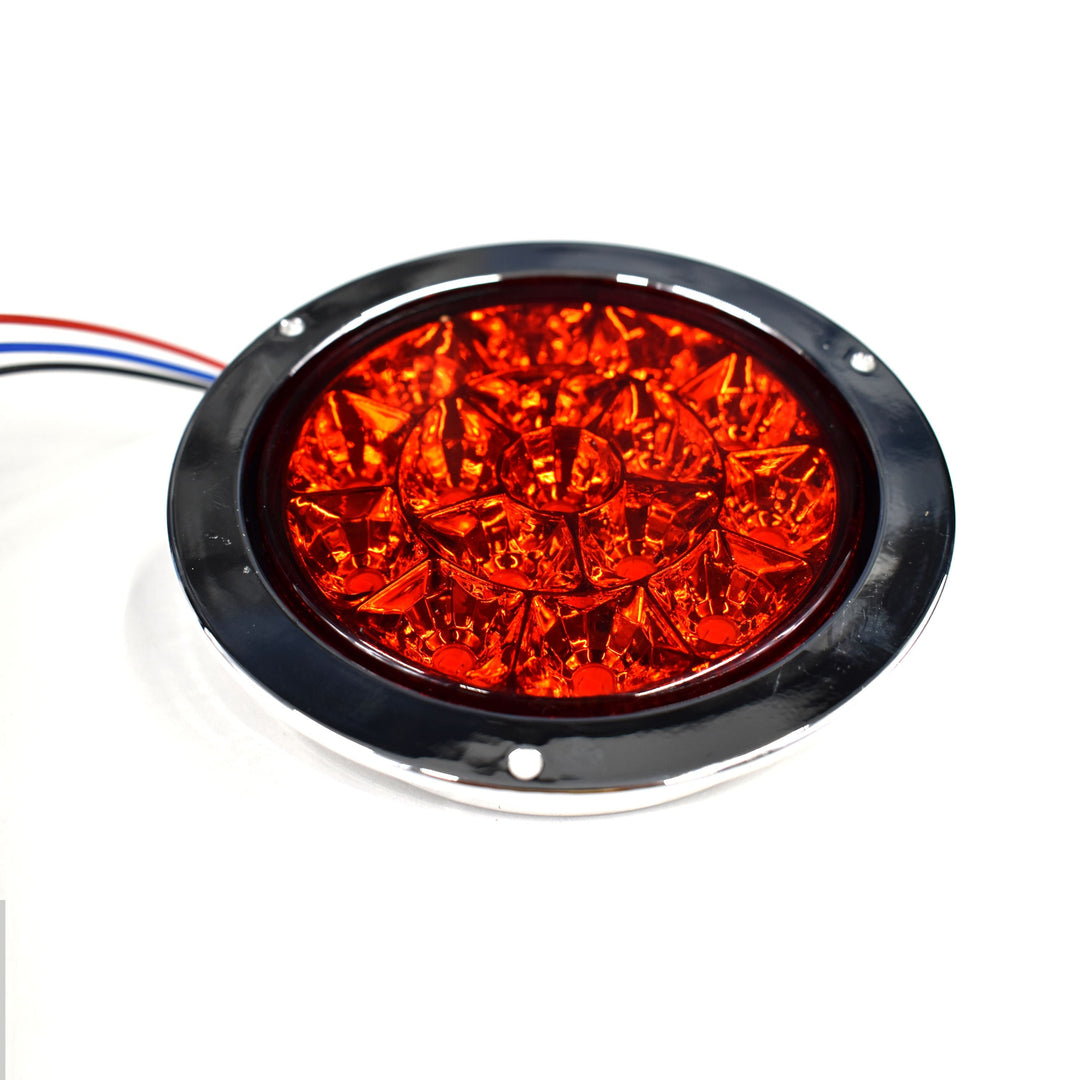 UBL 4 inch Round Trailer Lights w/ Chrome Flange (Pair)