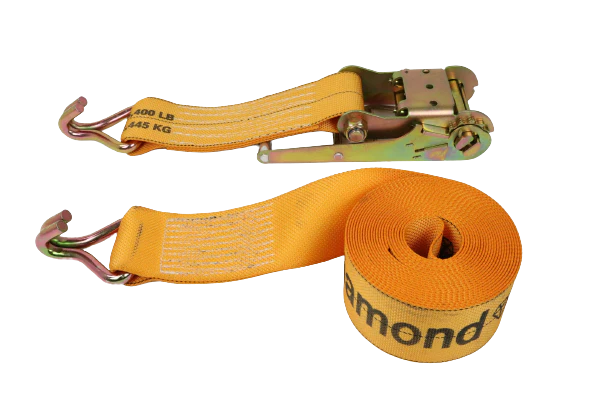 Diamond Weave 4" x 30' Ratchet Assembly with Double Wire Hooks