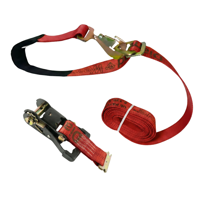 Ratchet E Track Axle Strap with Snap Hooks - Diamond Weave