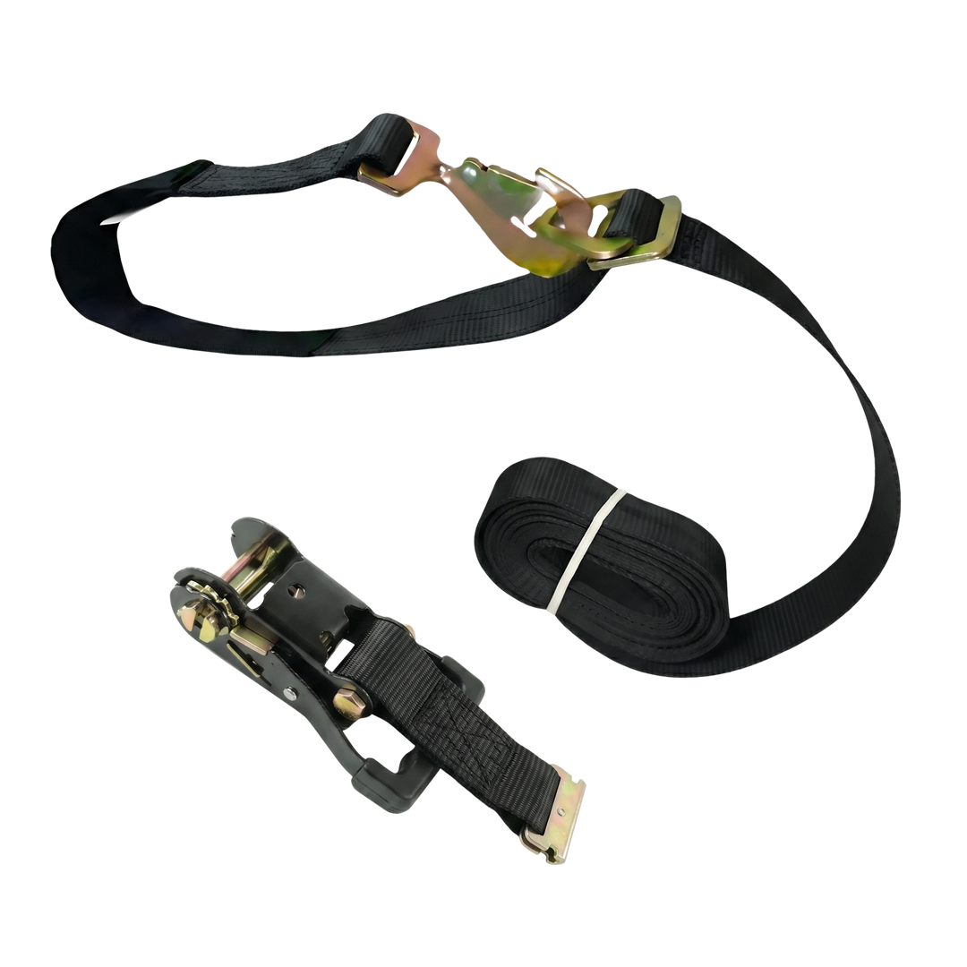 Ratchet E Track Axle Strap with Snap Hooks - Diamond Weave