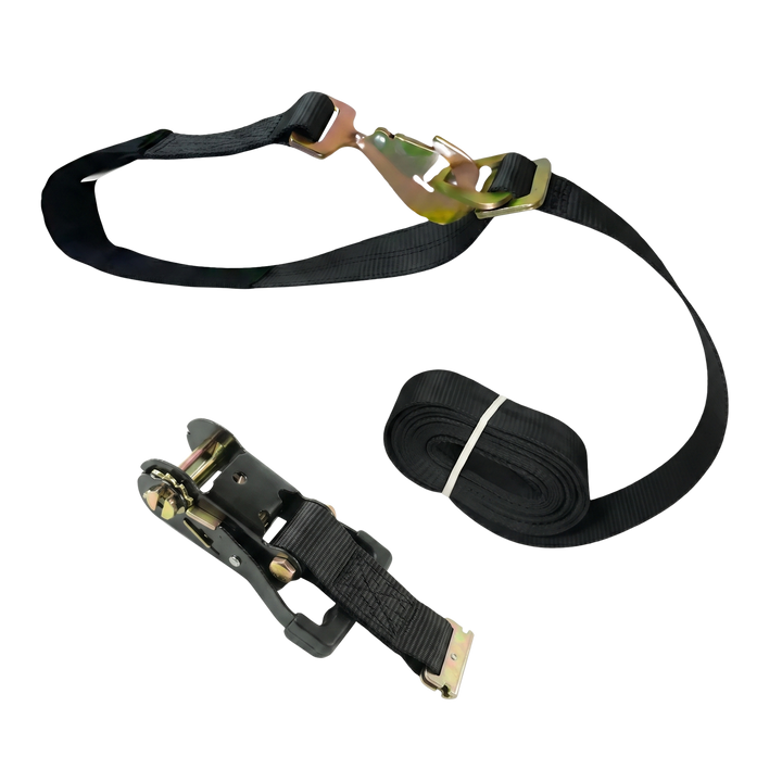 Ratchet E Track Axle Strap with Snap Hooks - Diamond Weave