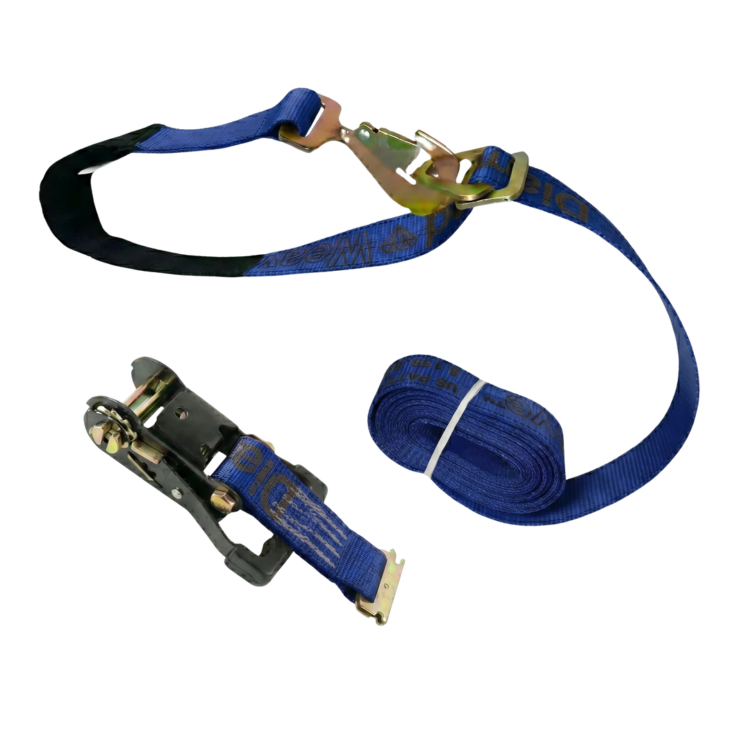 Ratchet E Track Axle Strap with Snap Hooks - Diamond Weave