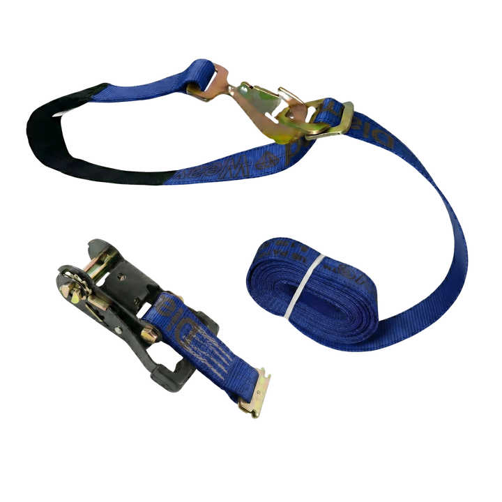 Ratchet E Track Axle Strap with Snap Hooks - Diamond Weave