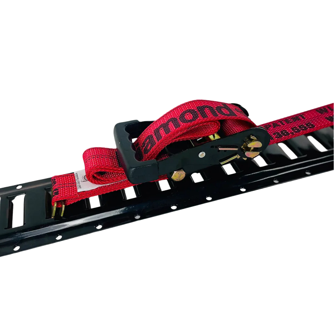 Ratchet E Track Axle Strap with Snap Hooks - Diamond Weave