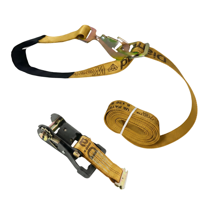 Ratchet E Track Axle Strap with Snap Hooks - Diamond Weave
