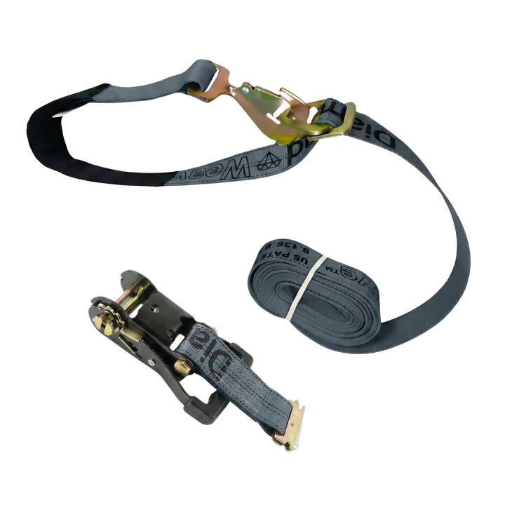 Ratchet E Track Axle Strap with Snap Hooks - Diamond Weave