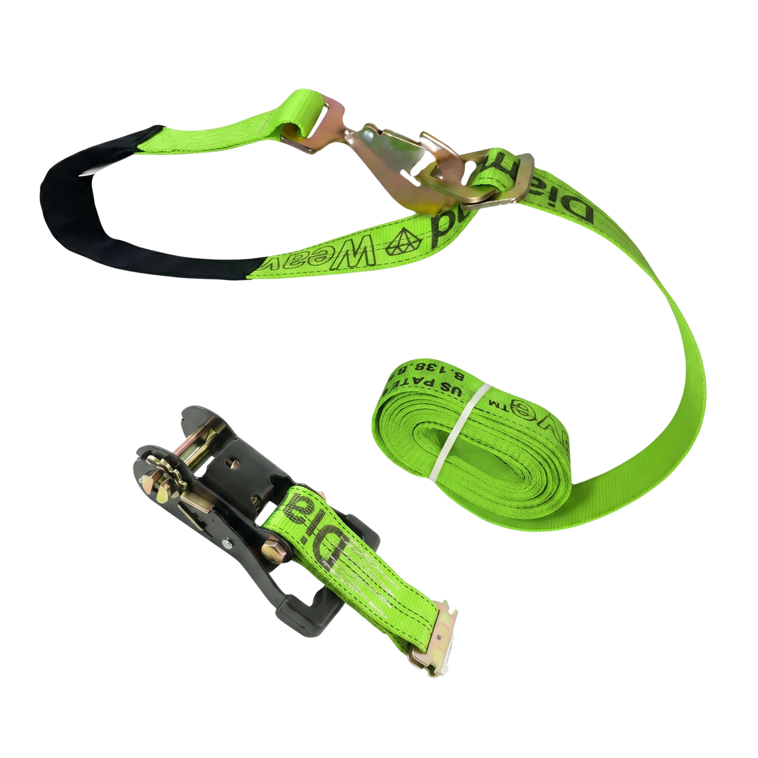 Ratchet E Track Axle Strap with Snap Hooks - Diamond Weave