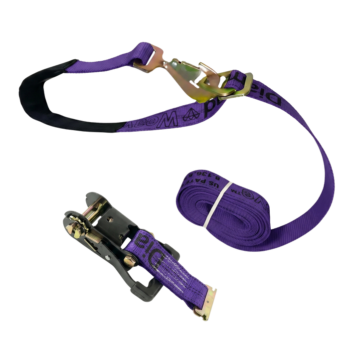 Ratchet E Track Axle Strap with Snap Hooks - Diamond Weave