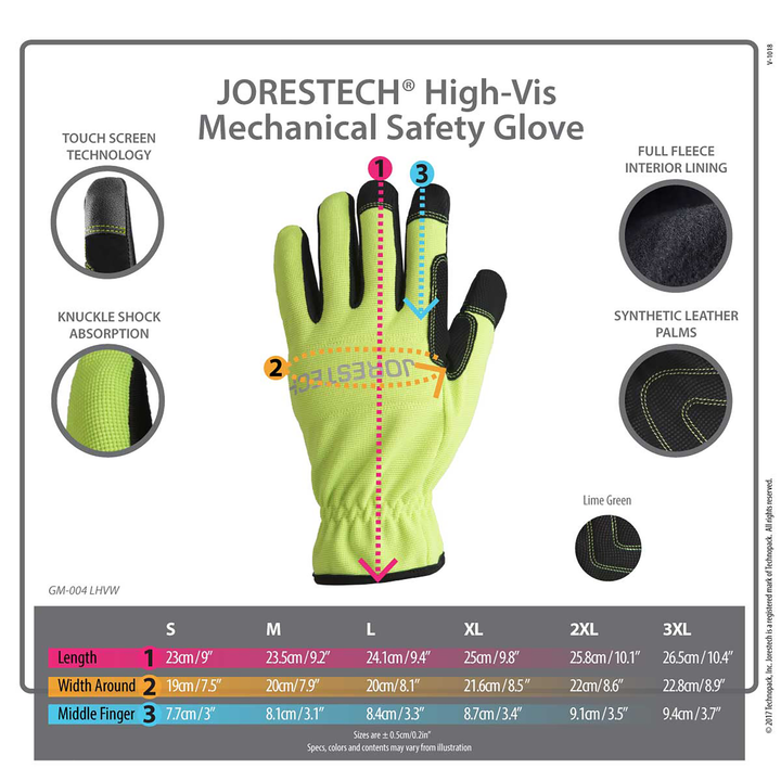 Hi-Vis Touchscreen Safety Work Gloves with Fleece Lining