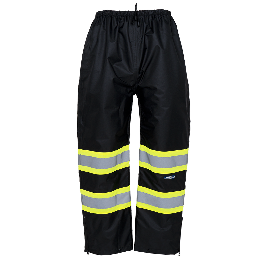 Hi-Vis Two Tone Orange/Black Rain Pants with Reflective Strips