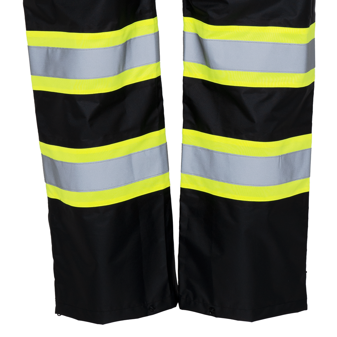 Hi-Vis Two Tone Orange/Black Rain Pants with Reflective Strips