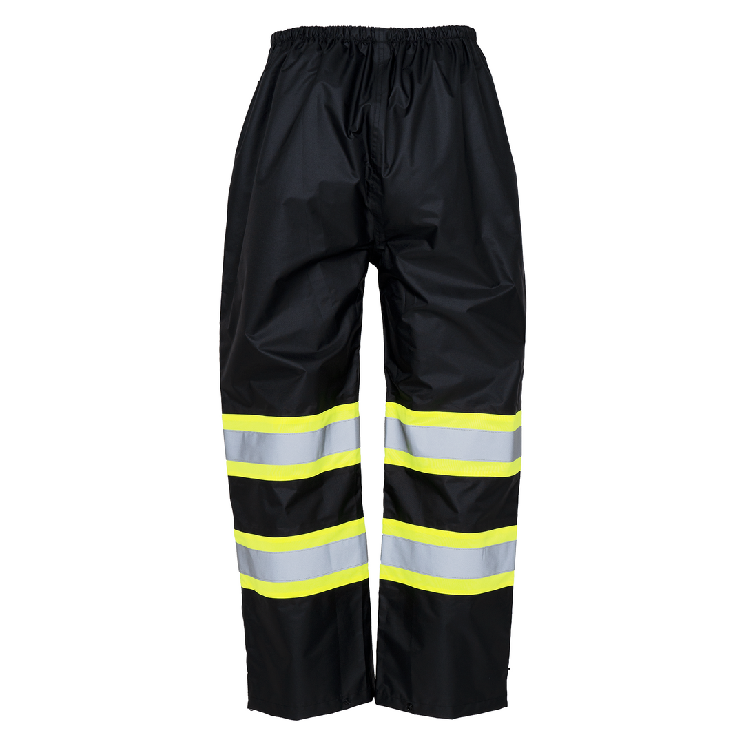 Hi-Vis Two Tone Orange/Black Rain Pants with Reflective Strips