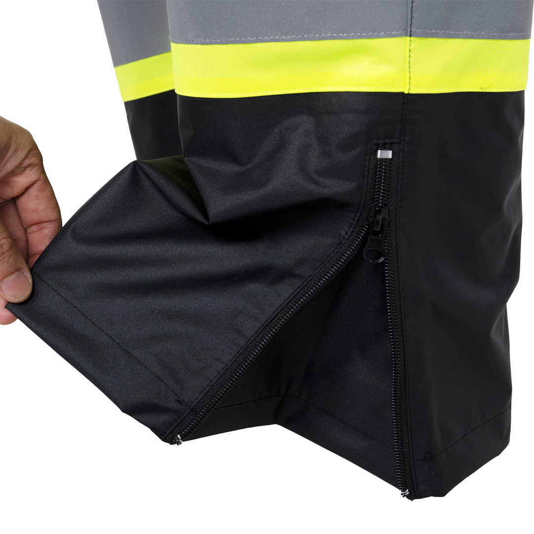 Hi-Vis Two Tone Orange/Black Rain Pants with Reflective Strips
