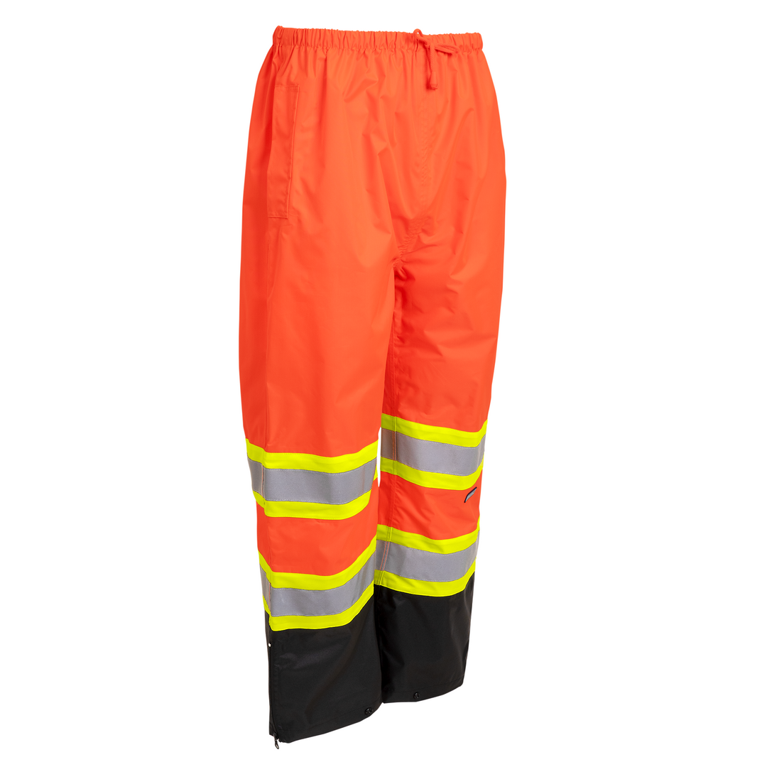 Hi-Vis Two Tone Orange/Black Rain Pants with Reflective Strips