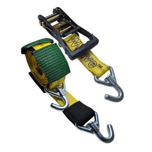 Low Pro Hook HD Moulded Ratchet Strap - Diamond Weave HD Yellow 3,700 lbs
