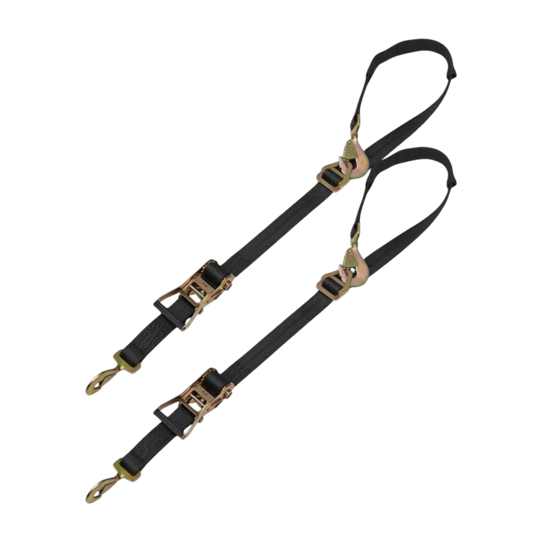 Kit de amarre de correas para eje con correas de trinquete de gancho a presión - SecureTow Standard