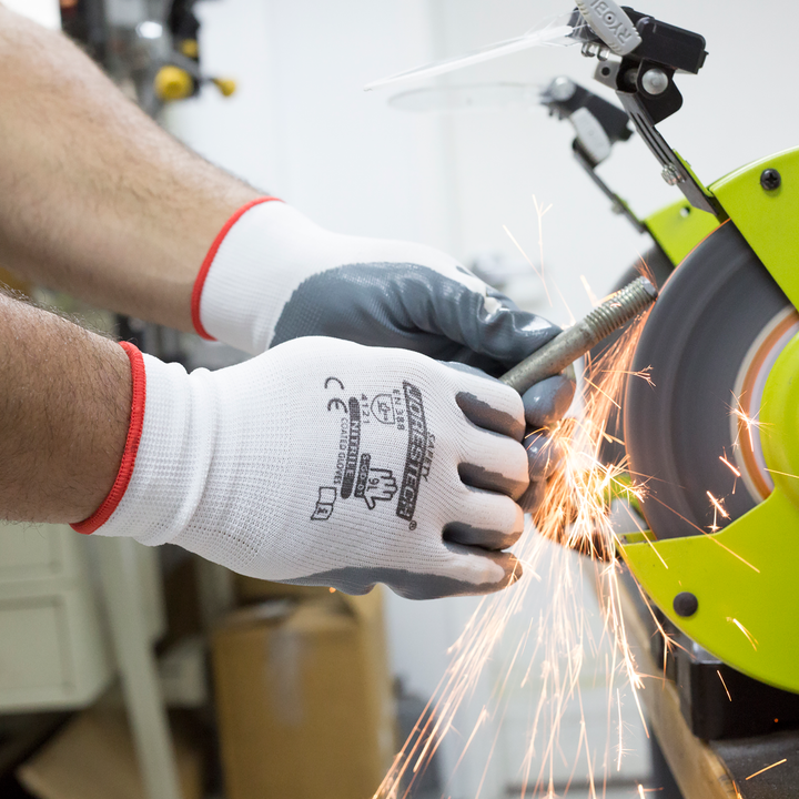 Safety Work Gloves with Nitrile Dipped Palms – Pack of 12