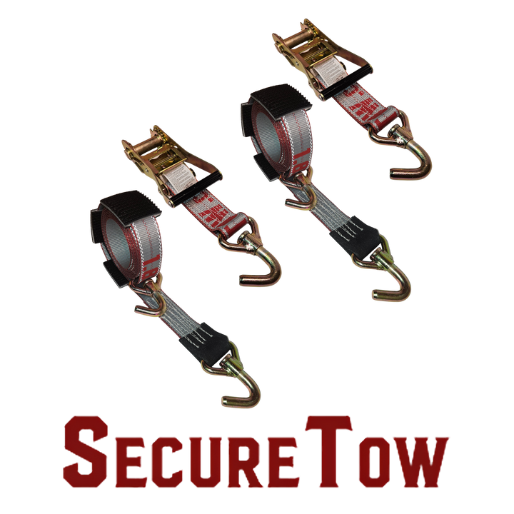 Ratchet Wheel Strap Low Pro Hook &amp; Cleats 2 PK - SecureTow PVC